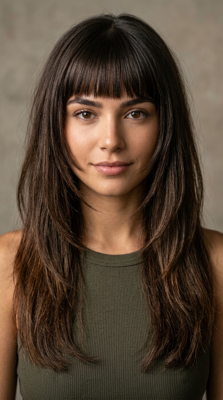 Heavy Straight-Across Bangs with Face-Framing Shards