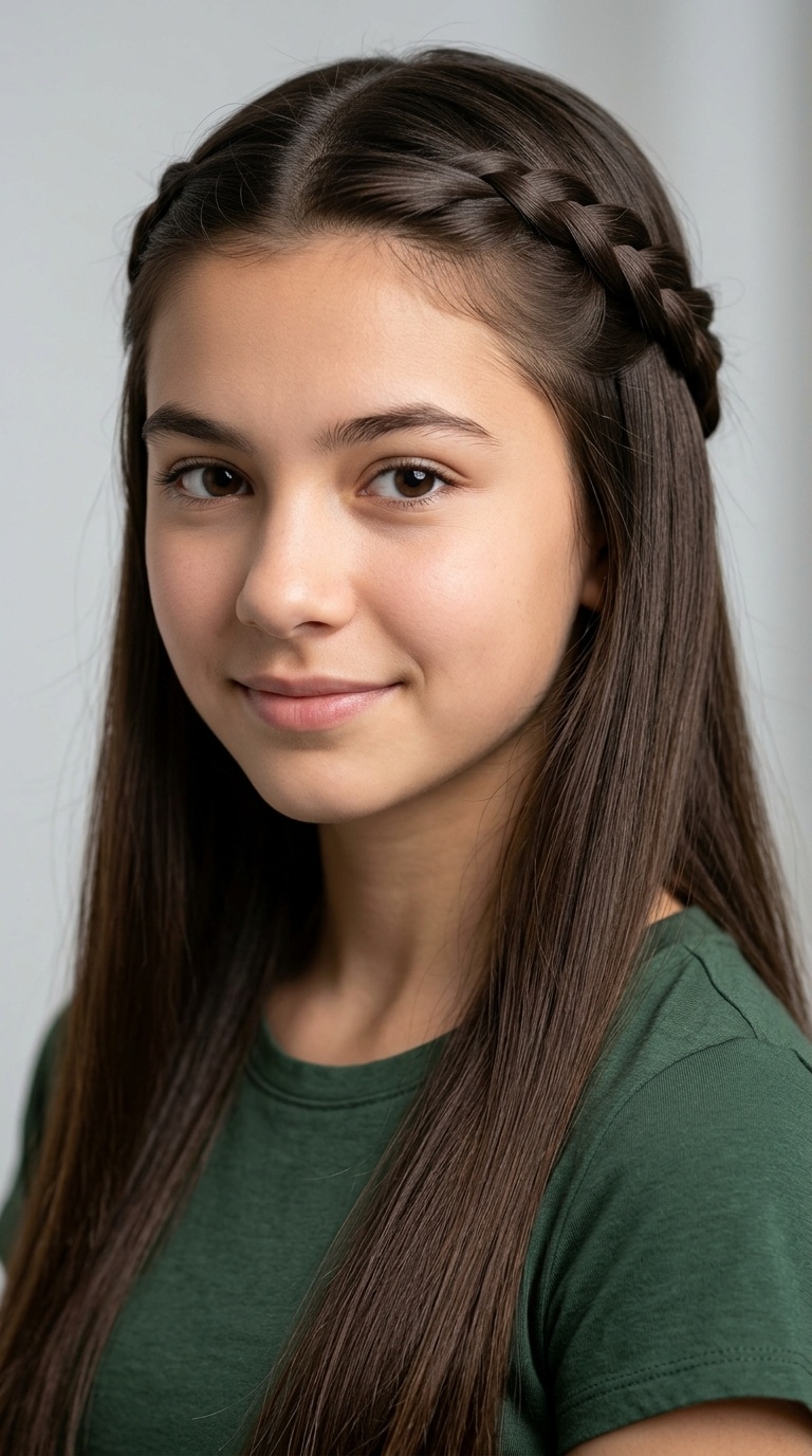 Hidden Crown Braid Half-Down