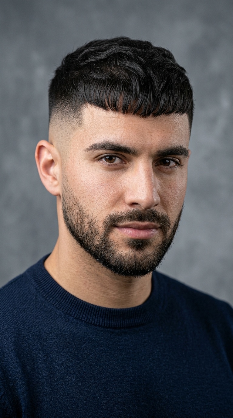 High Bald Fade with Caesar Fringe