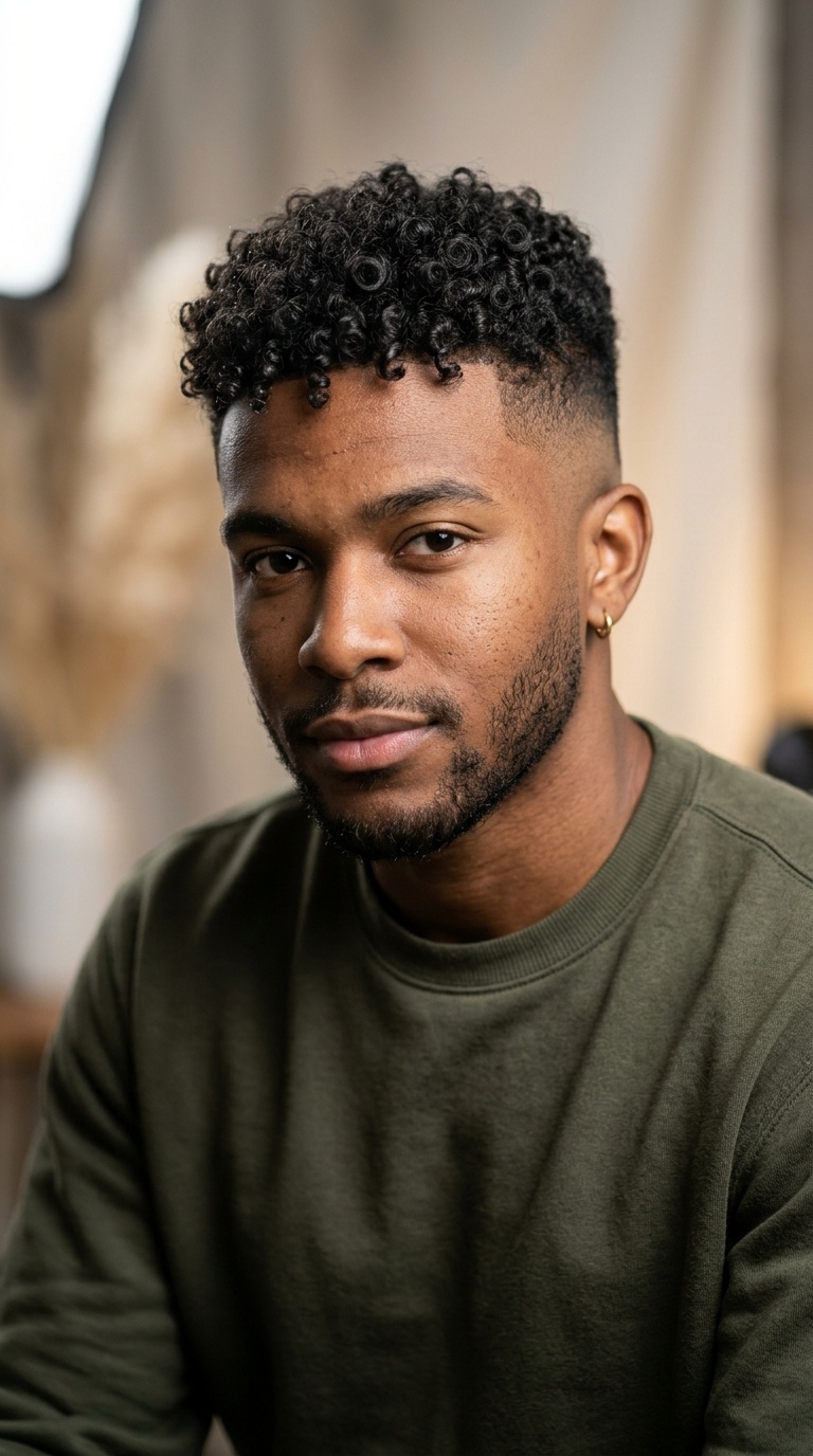 High Bald Fade with Textured Curls