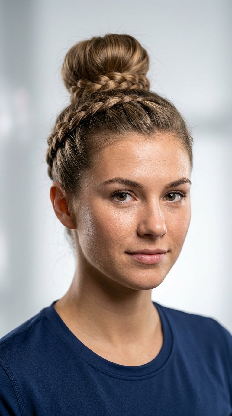 High Bun with a Wrap-Around Braid