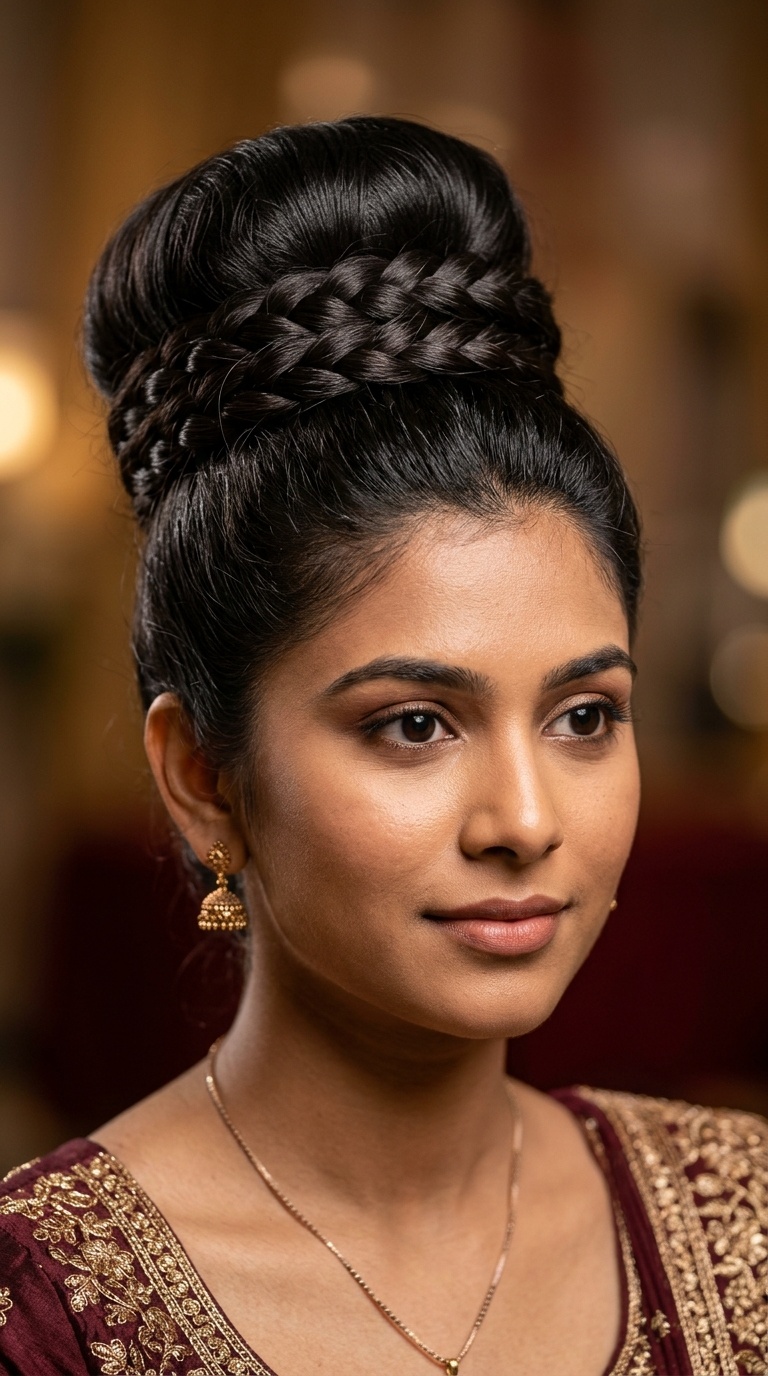 High Bun with Braided Wrap