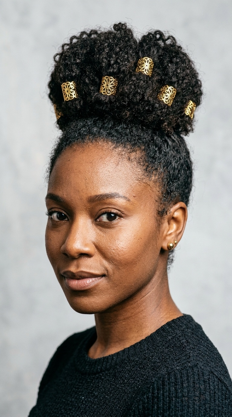 High Bun with Gold Filigree Cuffs