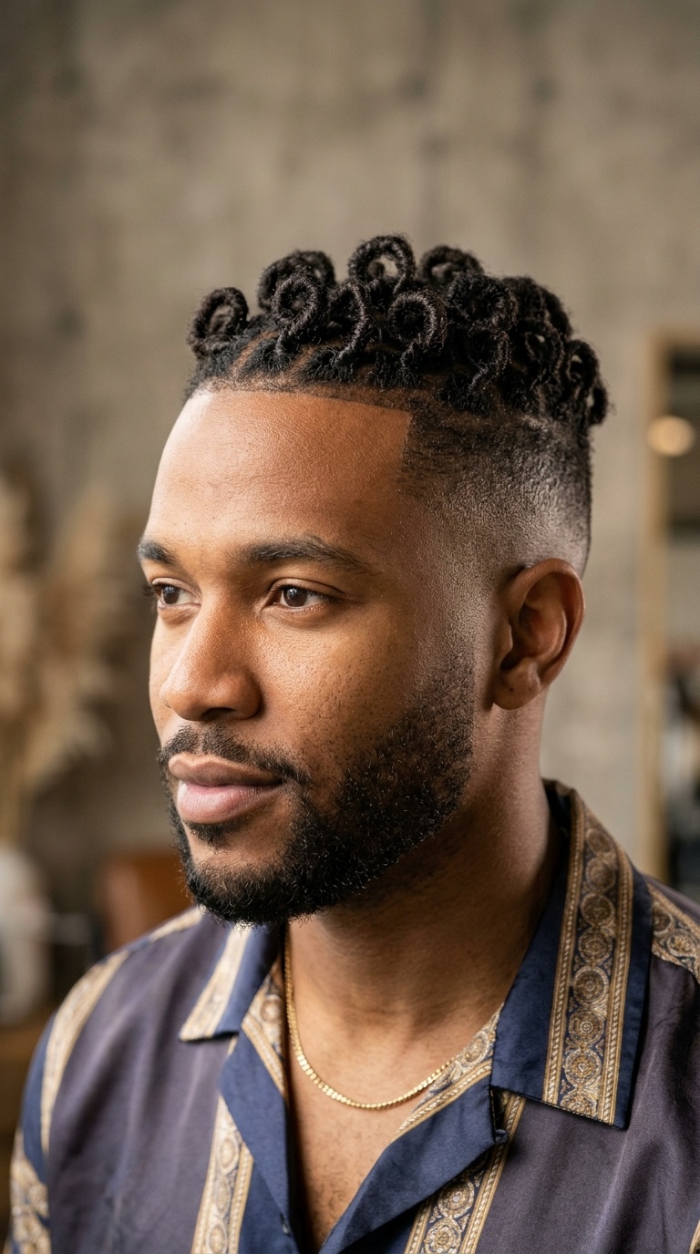 High Fade with Loc Petals