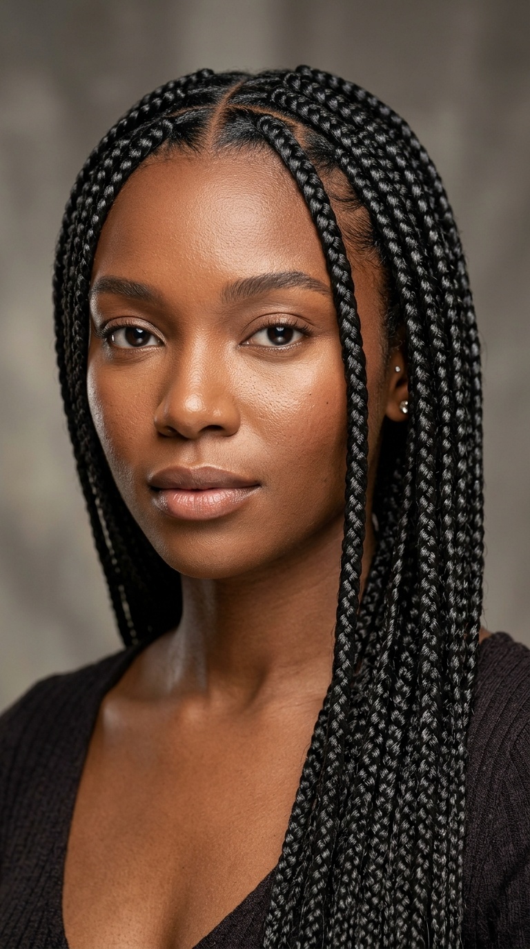 High-Gloss Knotless Box Braids