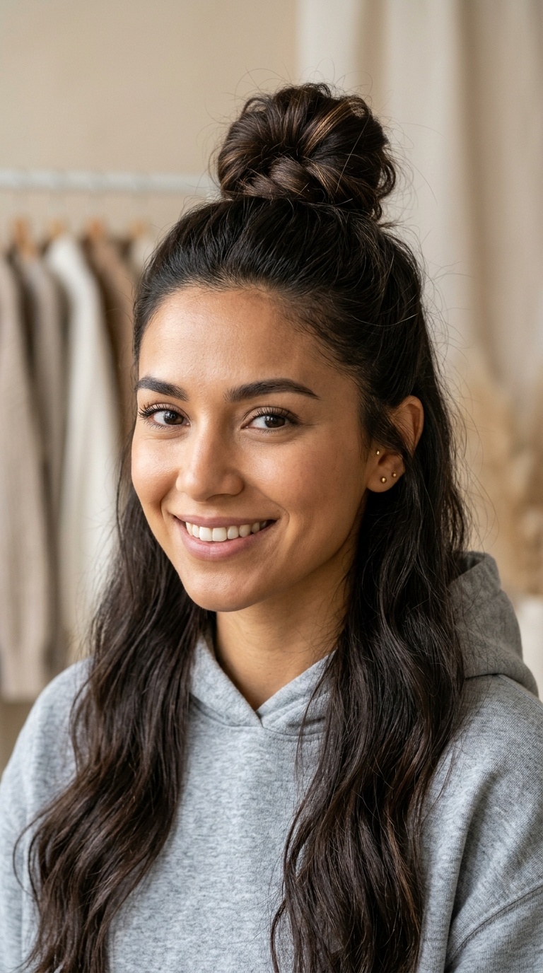 High Half-Up Bun (The Hun)