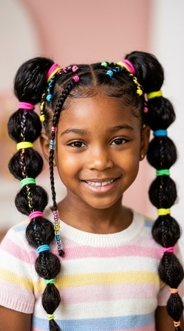 High Pigtails with Neon Bubble Bands