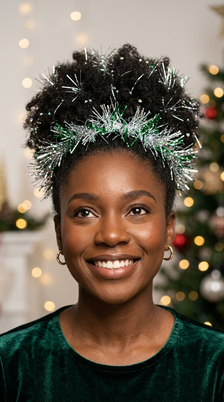 High Pineapple with Festive Tinsel