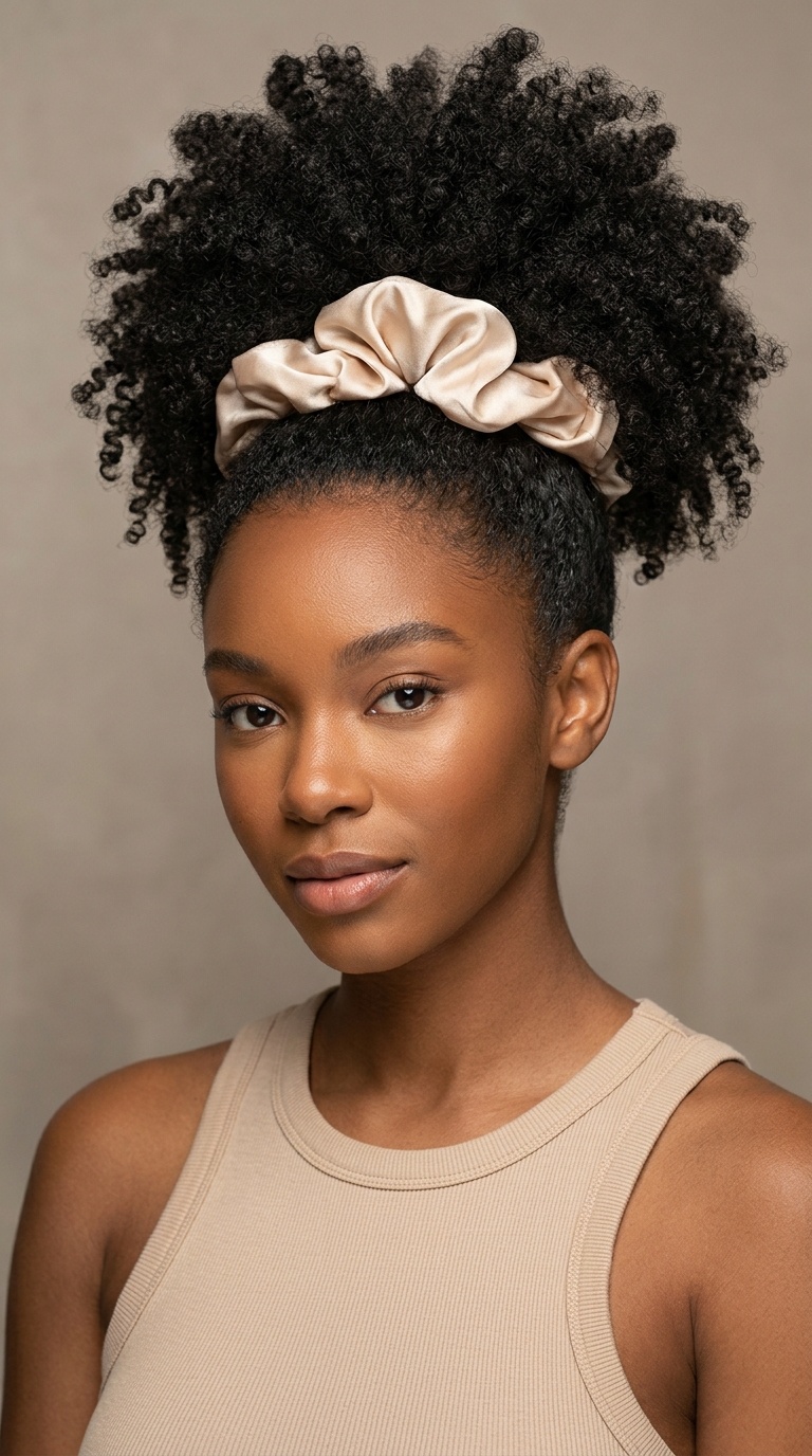 High Pineapple with Silk Scrunchie