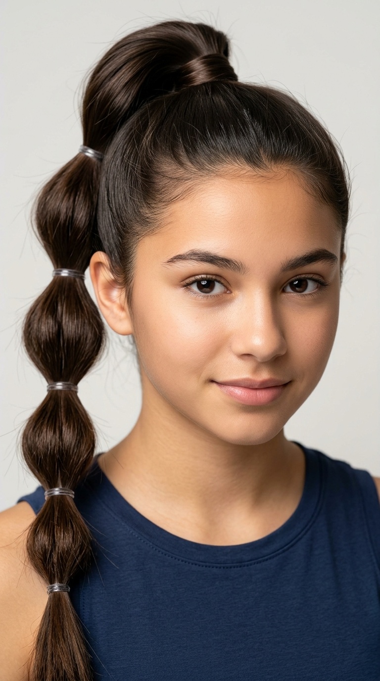 High-Pony Bubble Braids