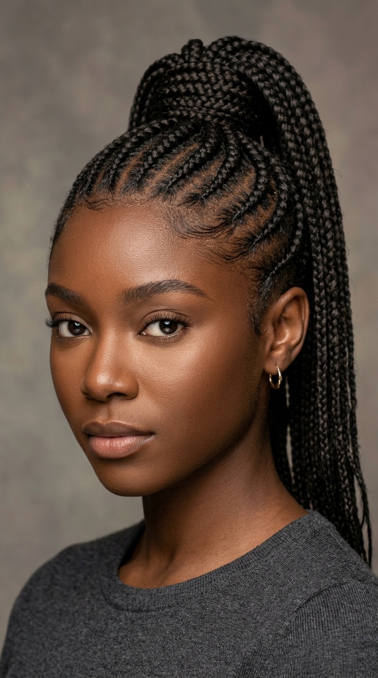 High Ponytail Conroe Braids