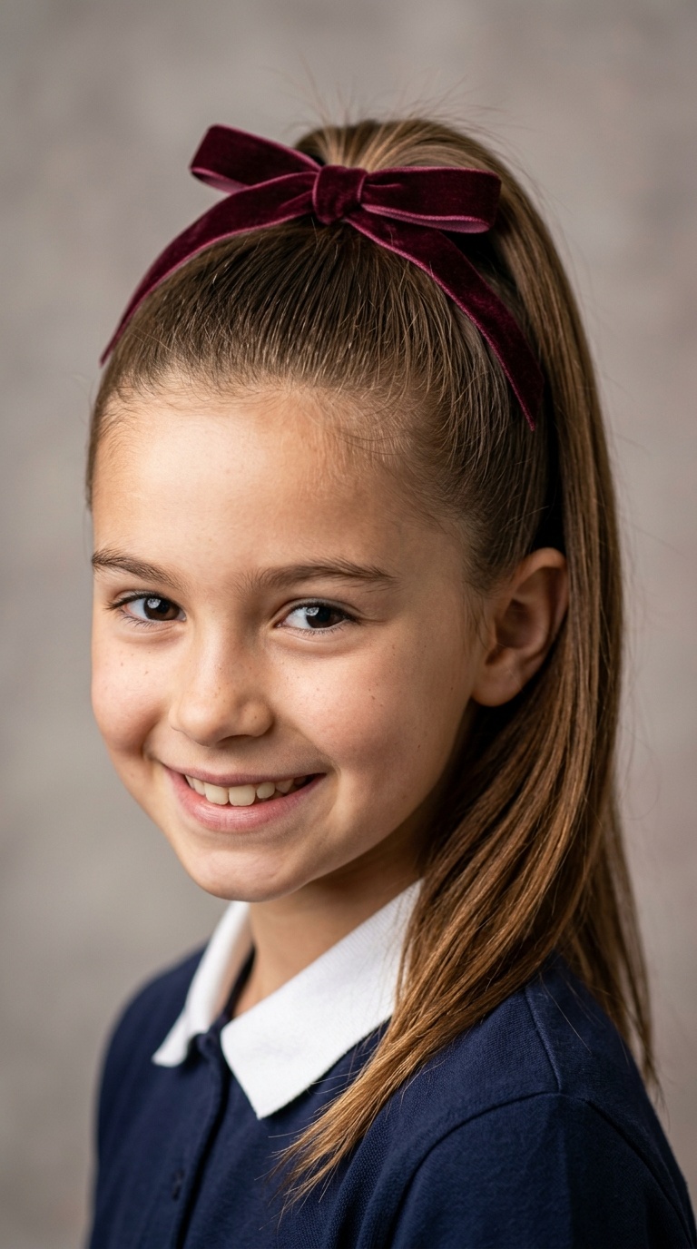 High Ponytail with a Velvet Ribbon