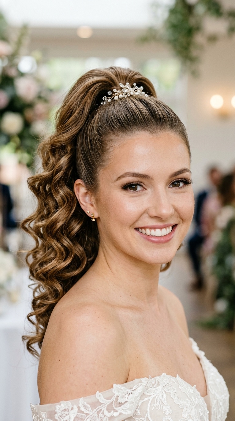 High Ponytail with Barrel Curls