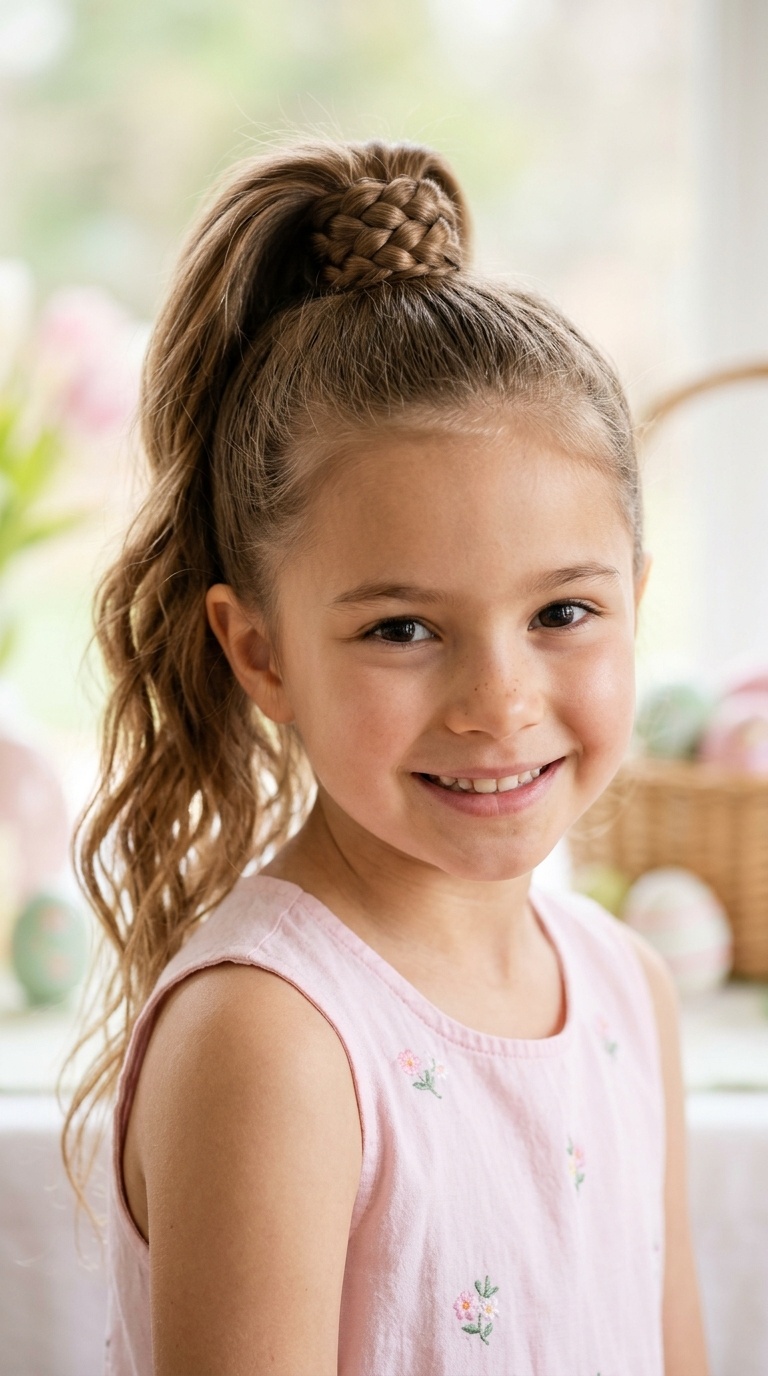 High Ponytail with Braided Wrap