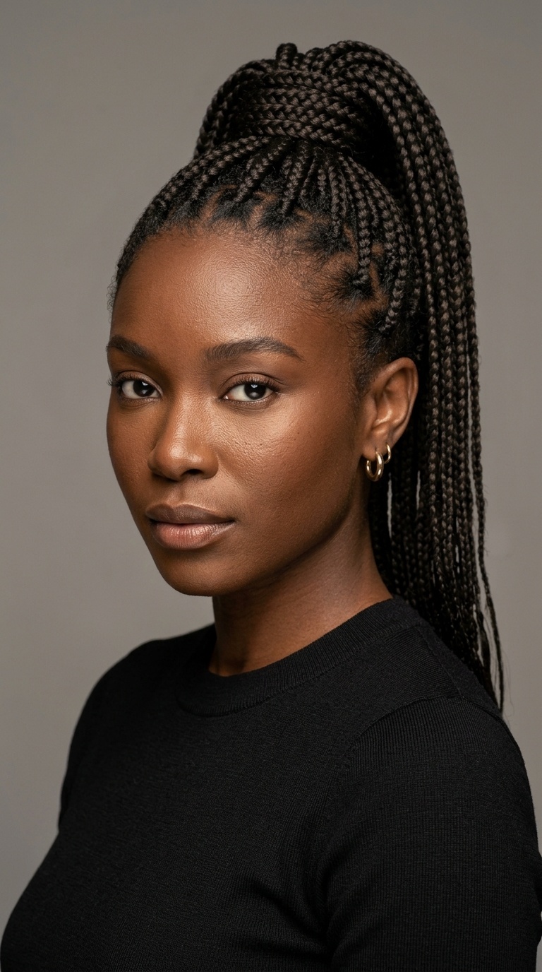 High Ponytail with Braided Wrap