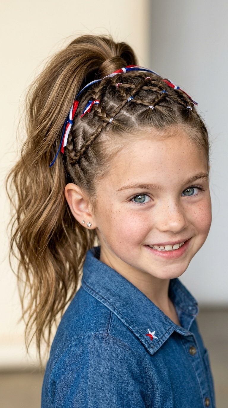 High Ponytail with Criss-Cross Braids