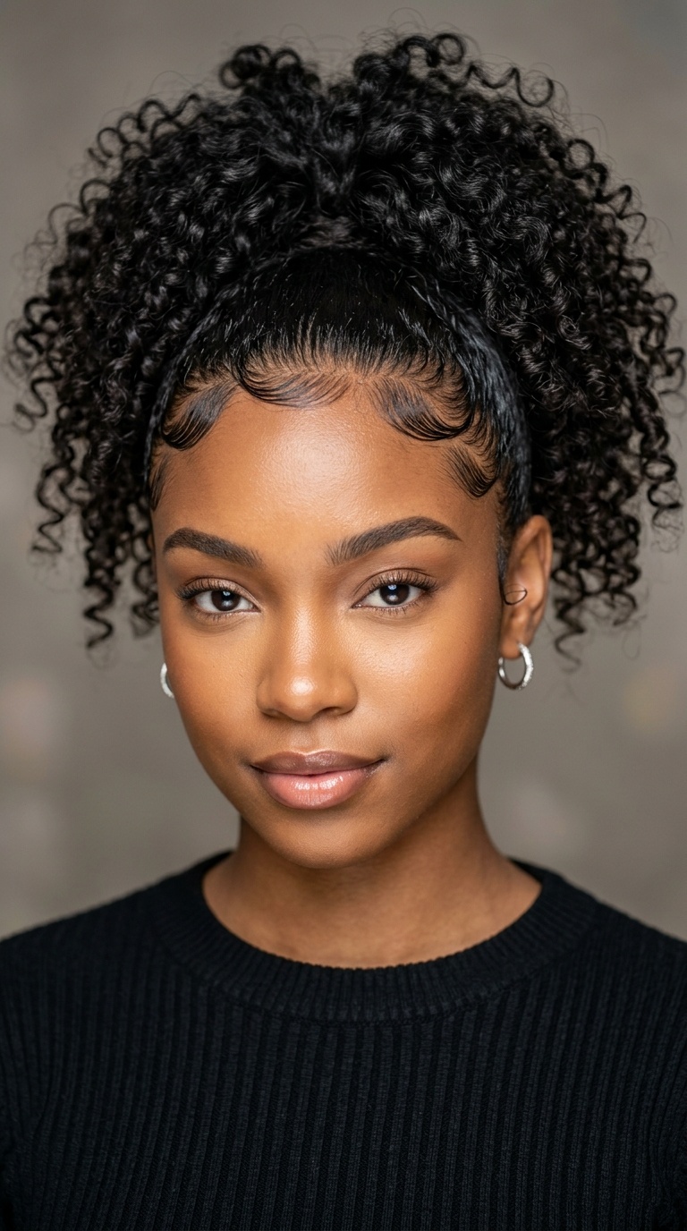 High Ponytail with Scalloped Edges