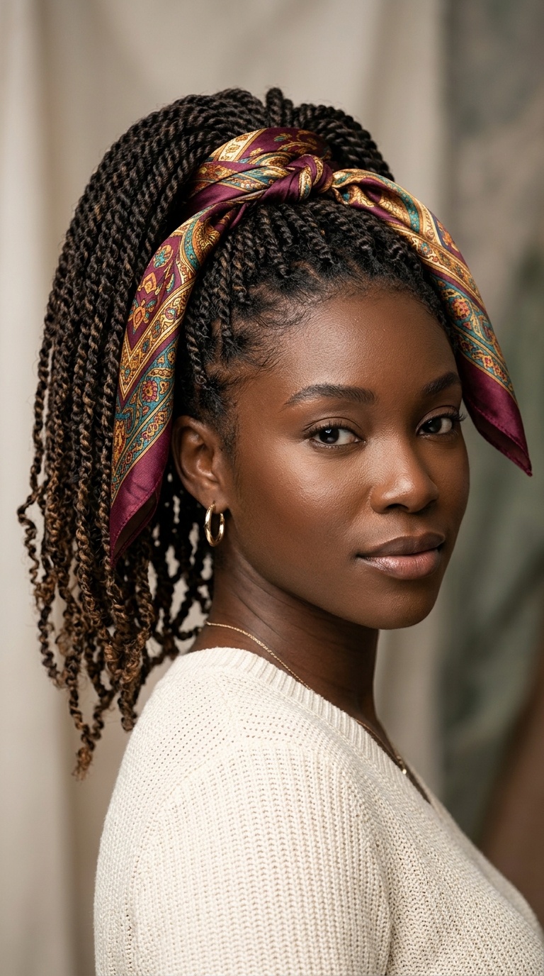 High Ponytail with Silk Scarf