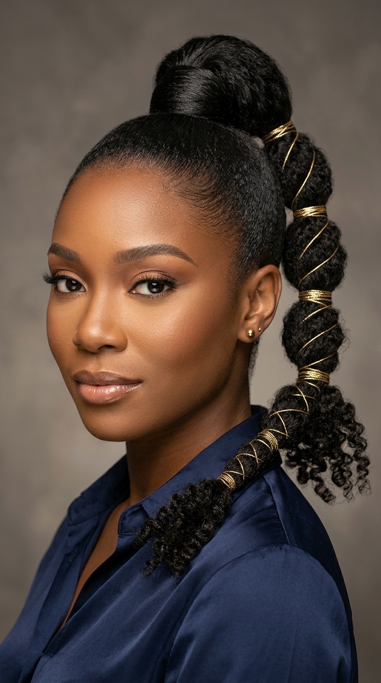 High Ponytail with Threaded Tails
