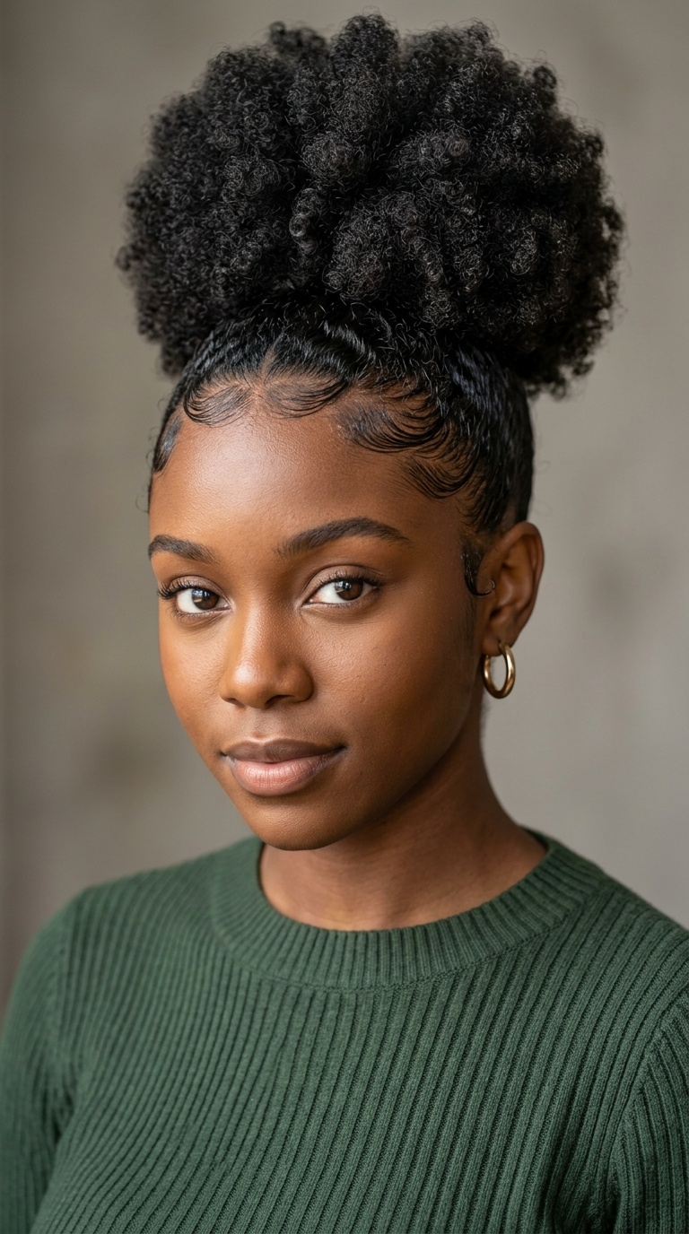 High Puff with Laid Edges