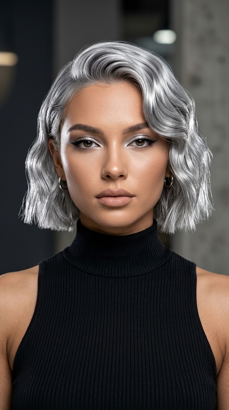 High-Shine Metallic Silver Bob
