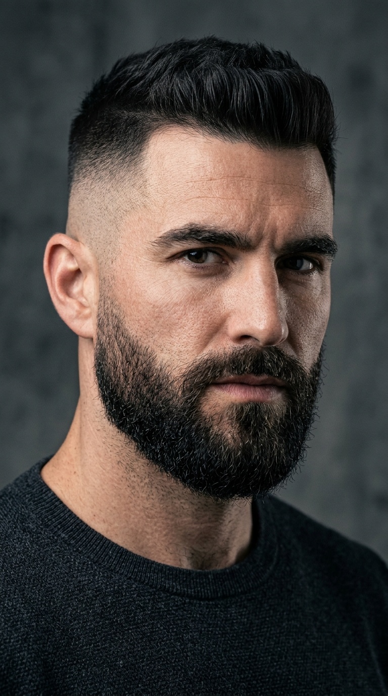 High Skin Fade with Long Stubble