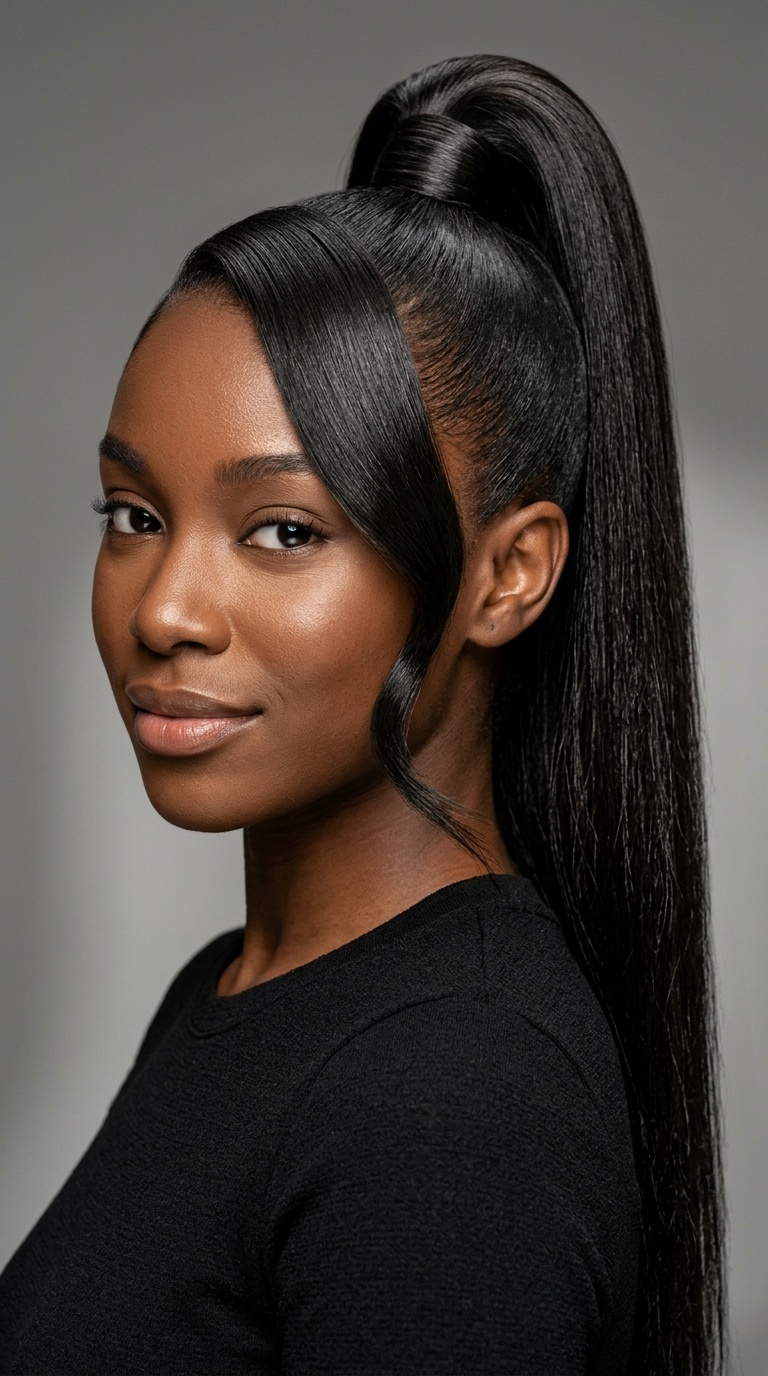 High Sky-High Ponytail with C-Shape Swoop