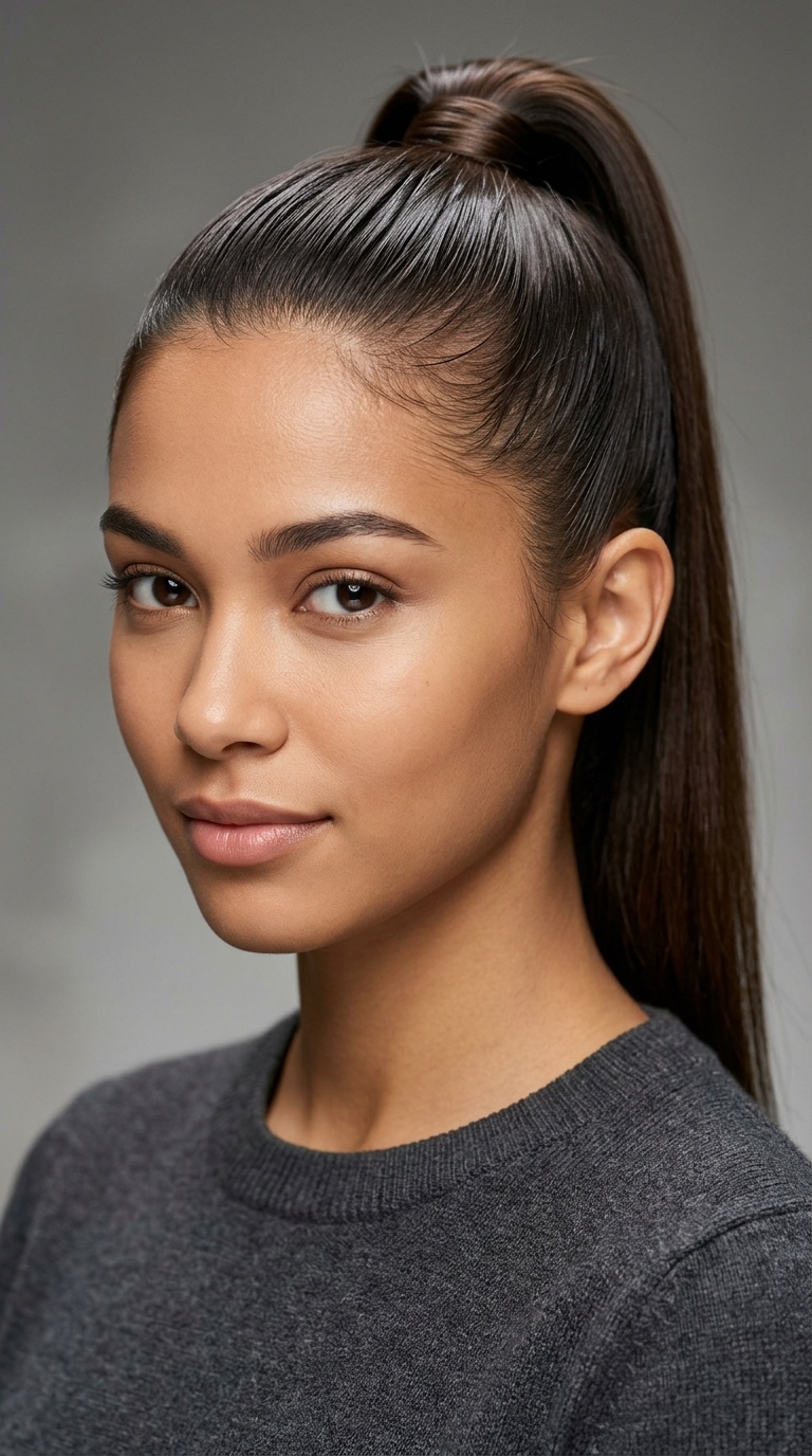 High Slicked-Back Ponytail