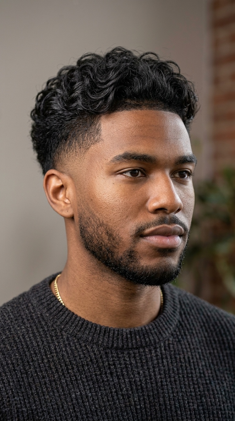 High Taper with Layered Semi-Curls