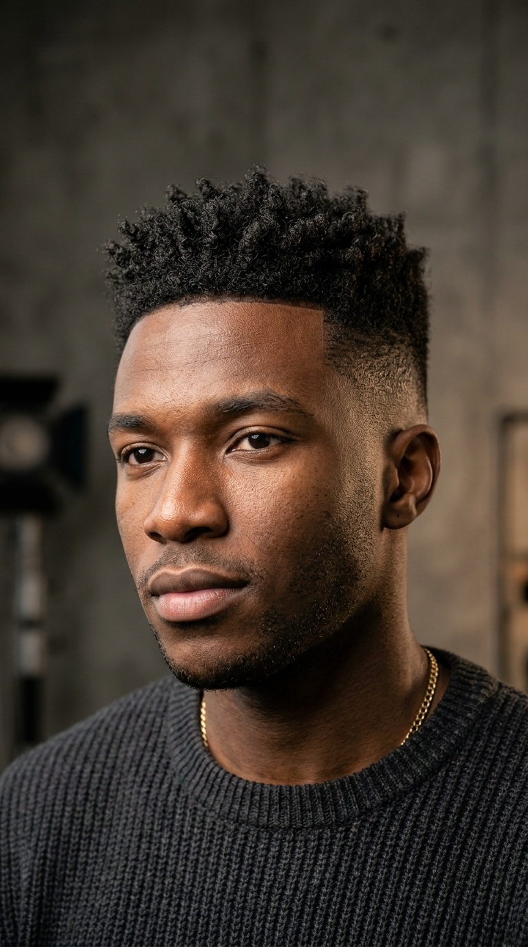 High Top Fade with Sponge Curls