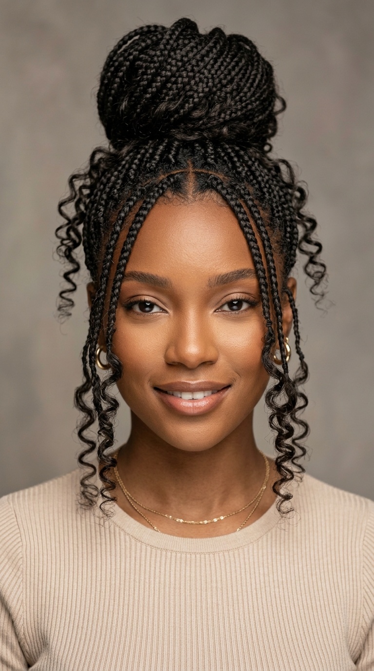 High Top Knot with Face-Framing Curls