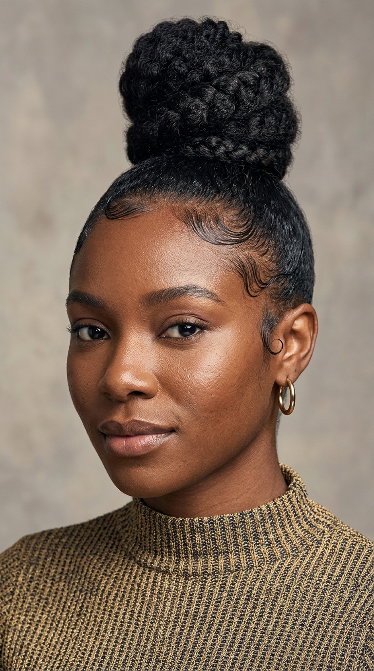 High Top Knot with Laid Edges