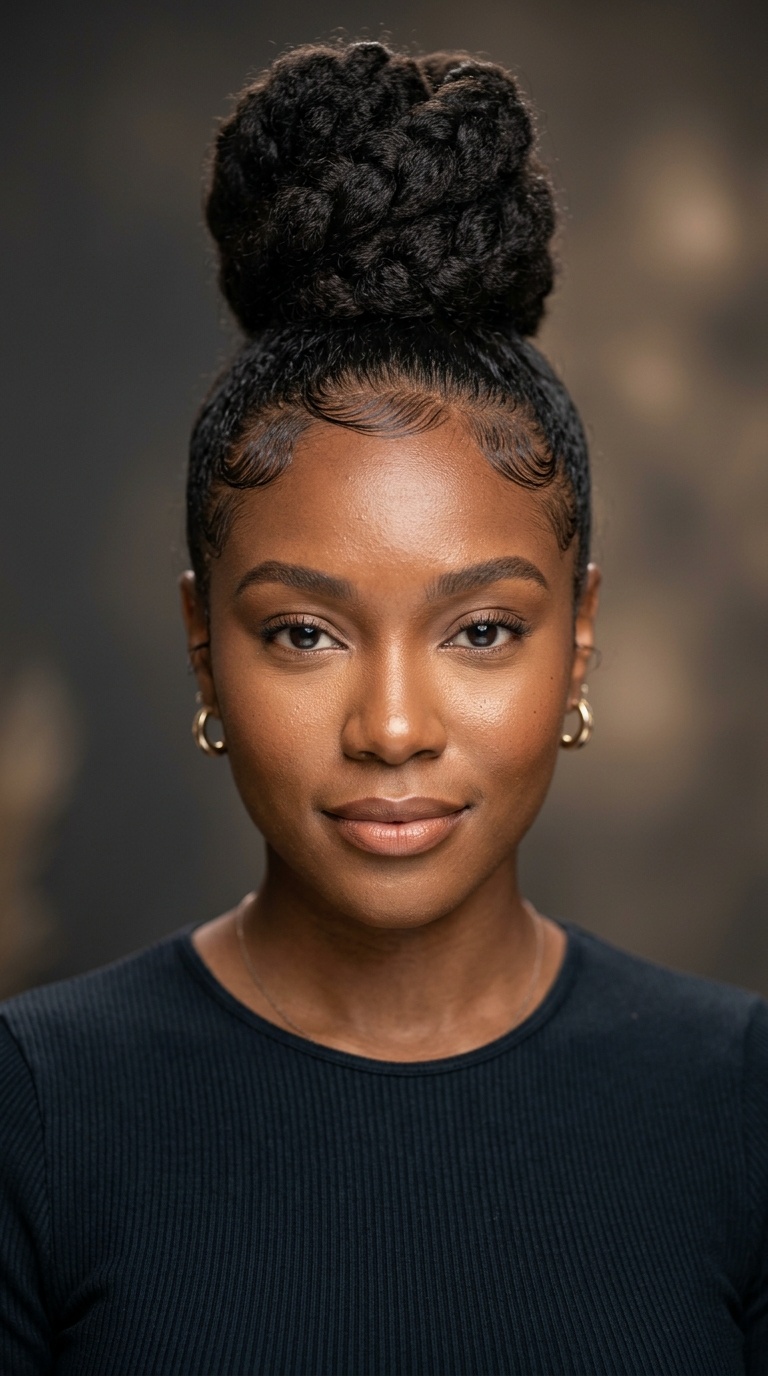 High Top Knot with Laid Edges