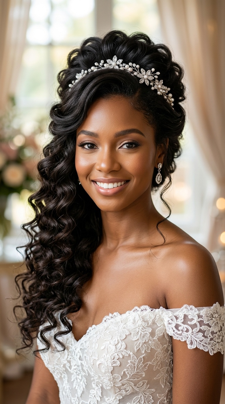 High-Volume Crown with Cascading Curls