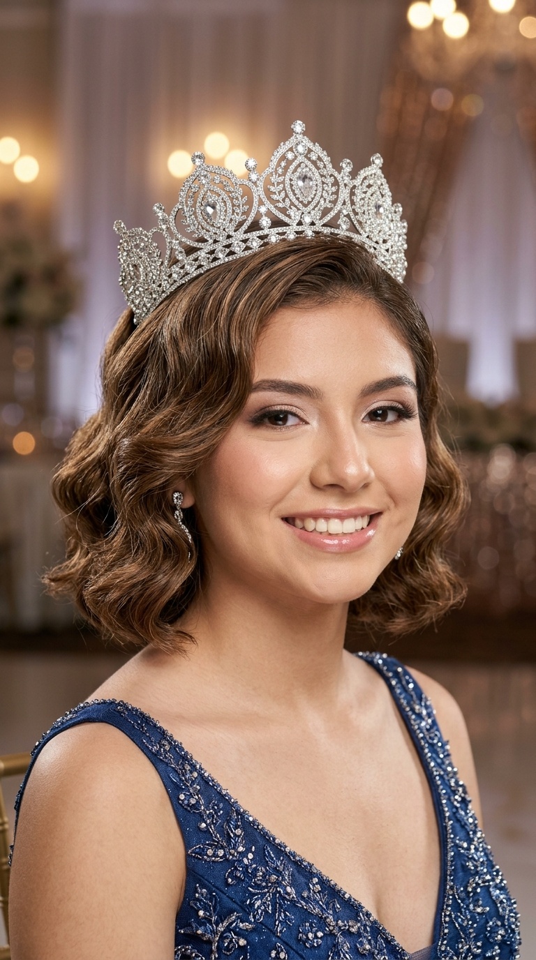 Hollywood Glamour Short Waves and Silver Crown