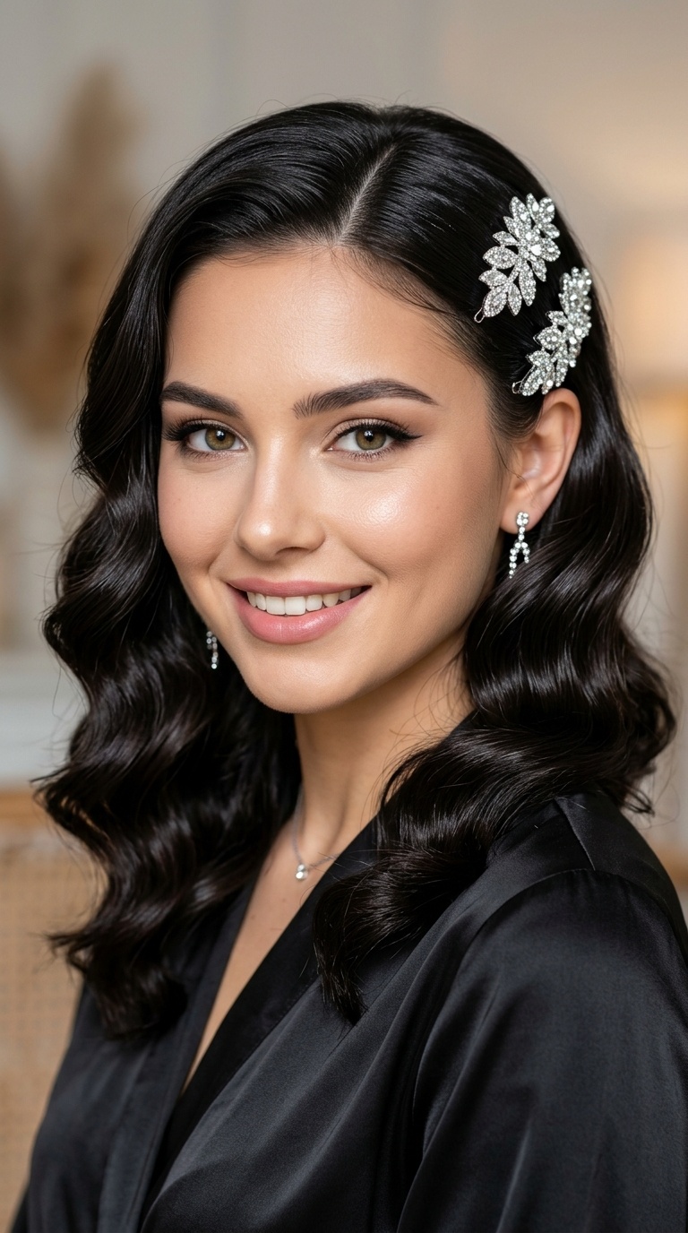 Hollywood Waves with Jeweled Clips