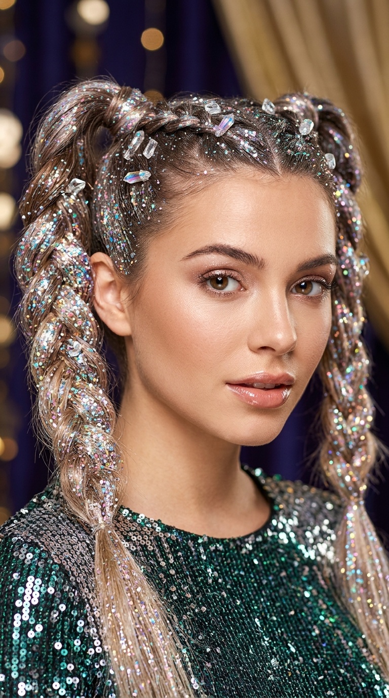 Holographic Glitter Pigtails