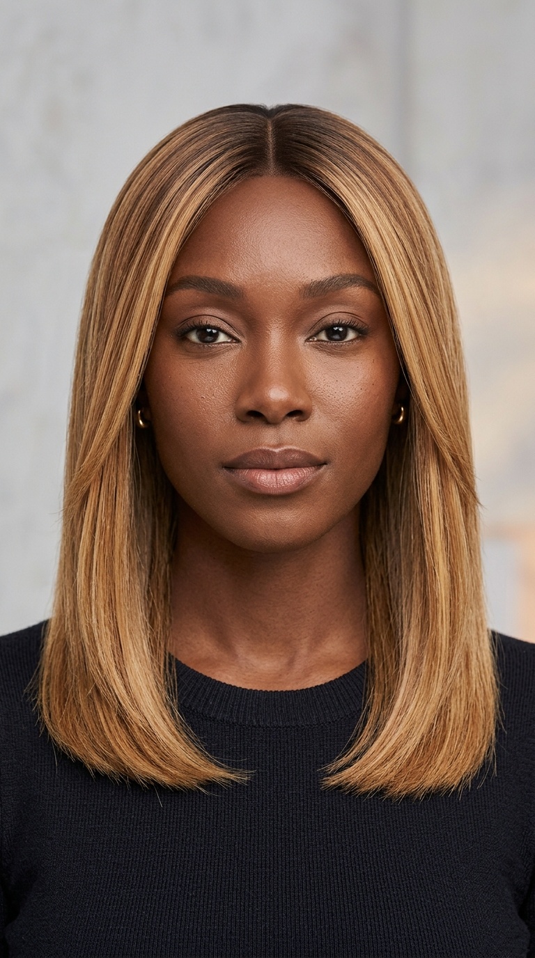 Honey Blonde Balayage Straight Layers