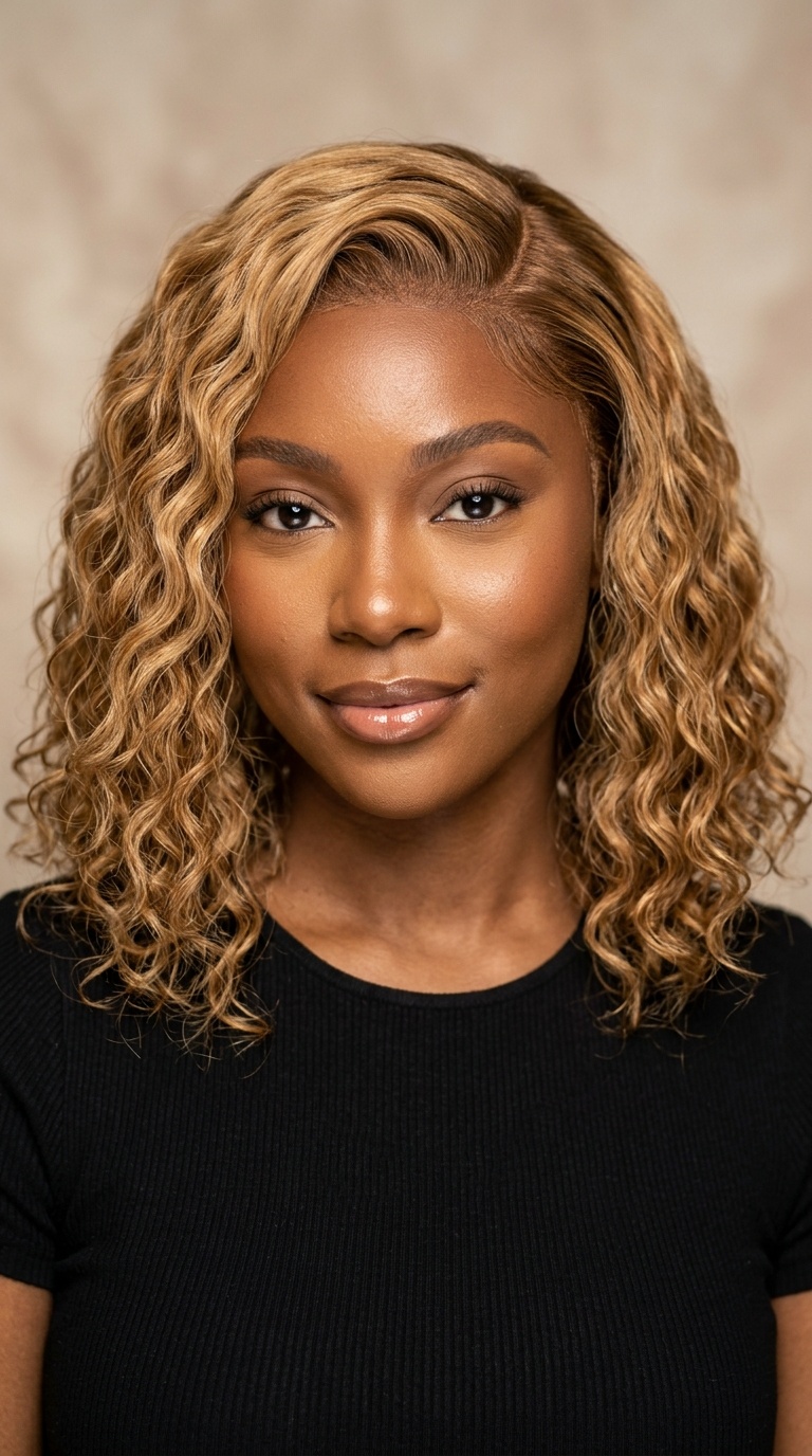 Honey Blonde Deep Wave Bob