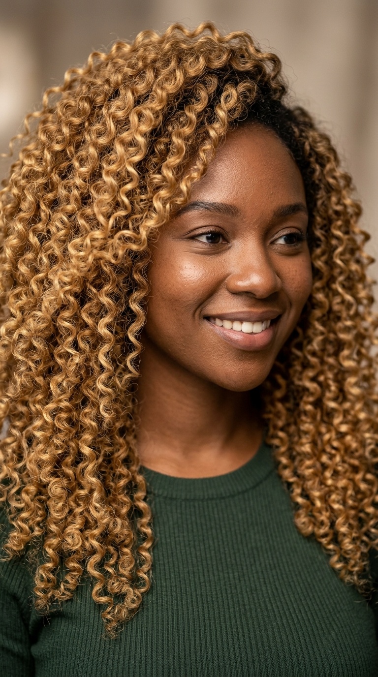 Honey Blonde Ombre Spiral Curls