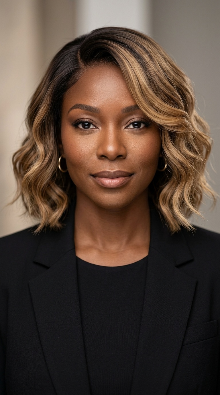 Honey Blonde Ombre Wavy Bob