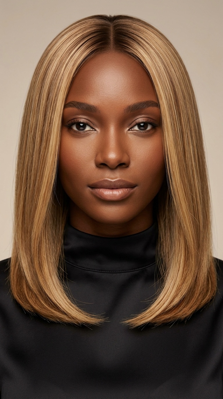 Honey Blonde Sleek Lob