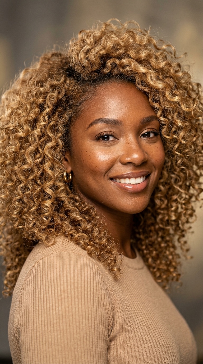 Honey Blonde Voluminous Curls