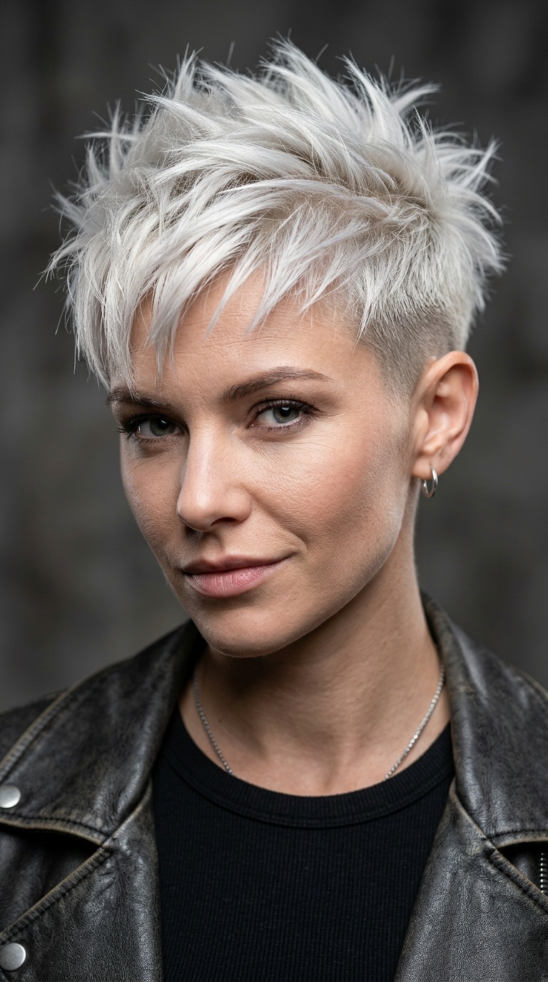 Icy Platinum Spiky Pixie