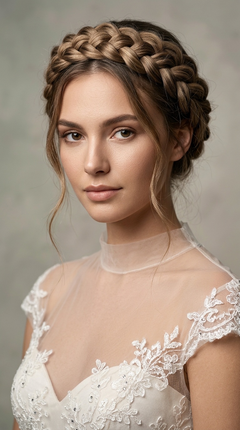 Illusion Neckline with a Braided Crown