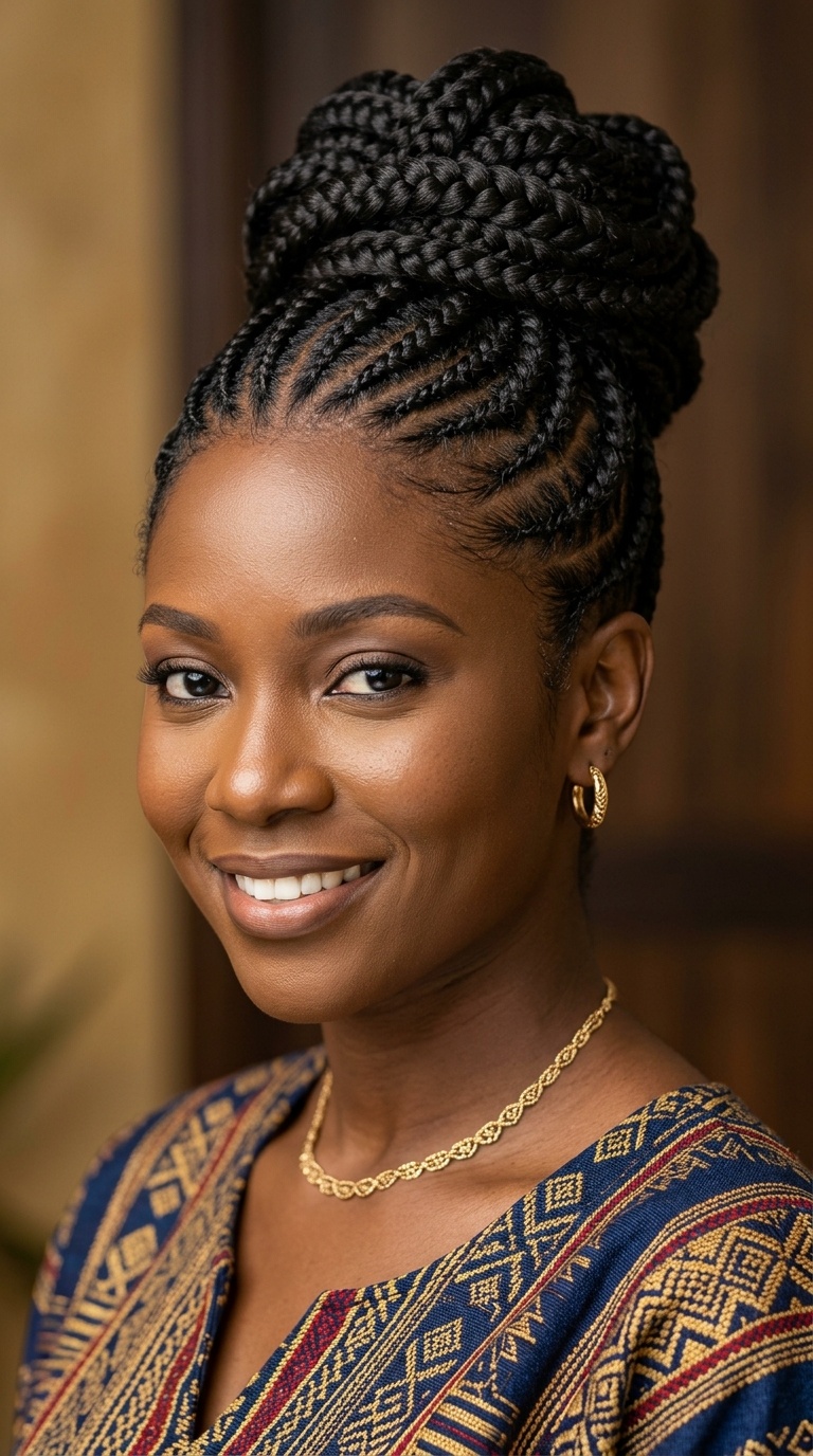 Intricate Cornrow Updo