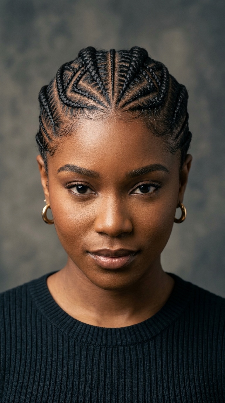 Intricate Geometric Cornrows