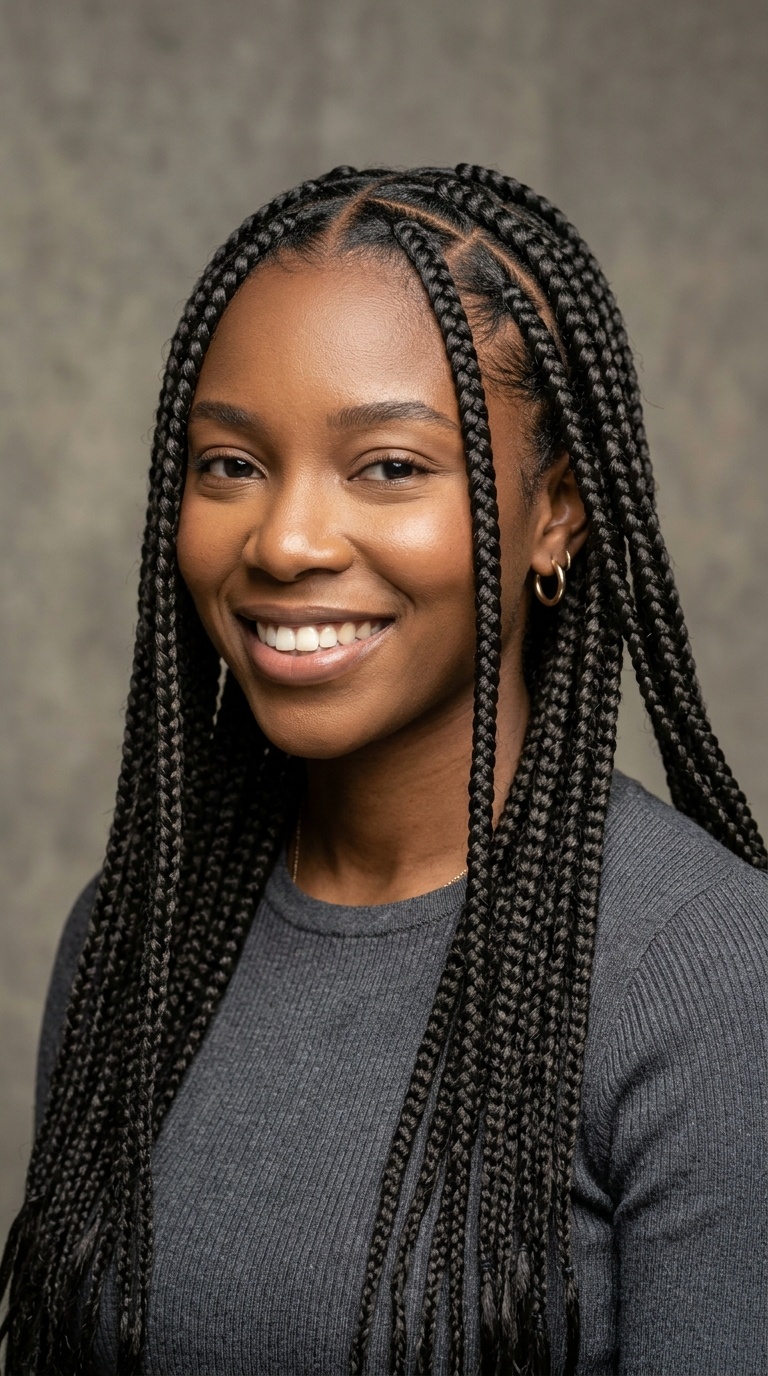 Intricate Knotless Box Braids with Triangle Parts