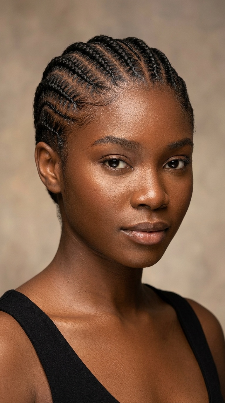 Intricate Zig-Zag Parted Cornrows