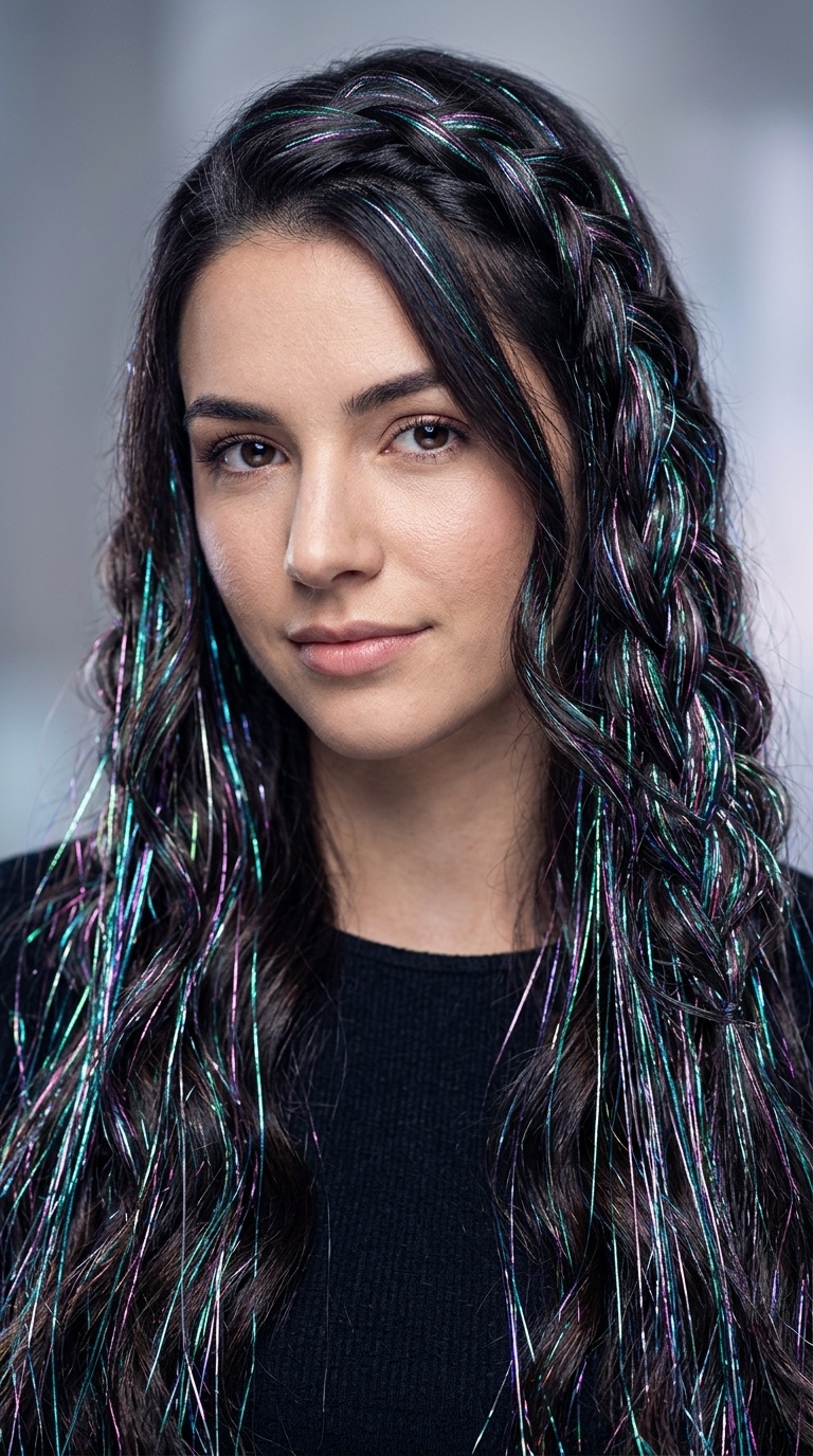 Iridescent Hair Tinsel Waterfall